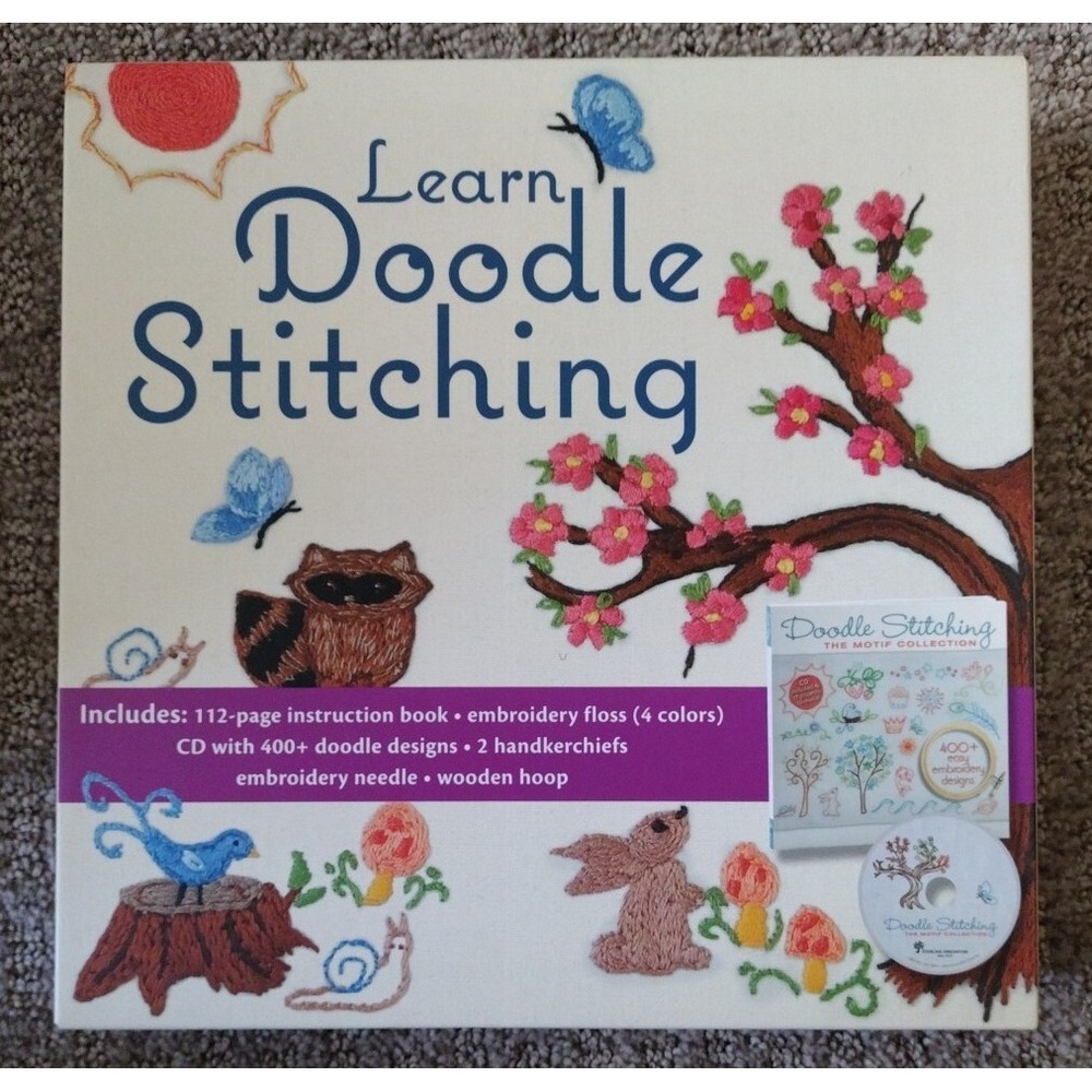 Sterling Innovation Learn Doodle Stitching Kit Book CD Hoop Needle NEW SEALED